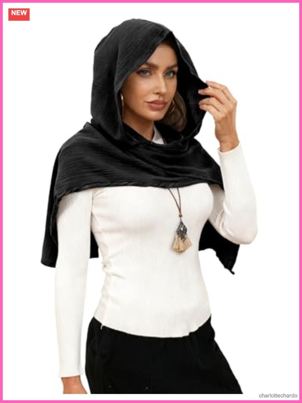 3-in-1 Hooded Scarf Cape Cotton Linen Blend Medieval Steampunk Cosplay